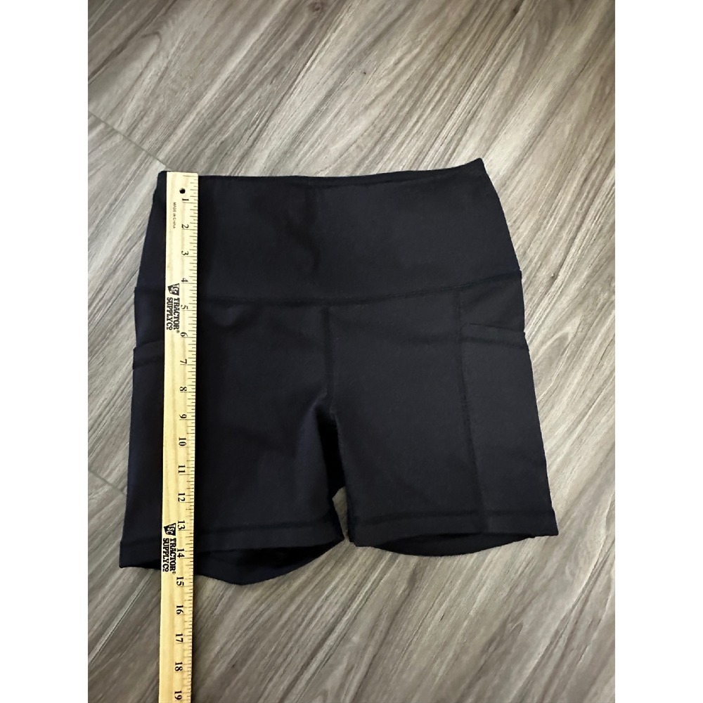 AVA Athletic Shorts High Waist Yoga Workout Pocket Bike Shorts Black - Picture 11 of 12